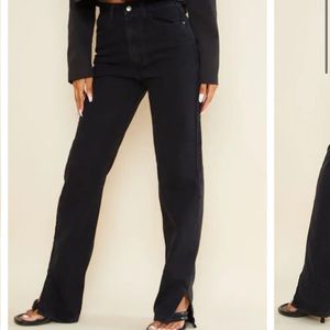 PRETTY LITTLE THING split hem jeans in black